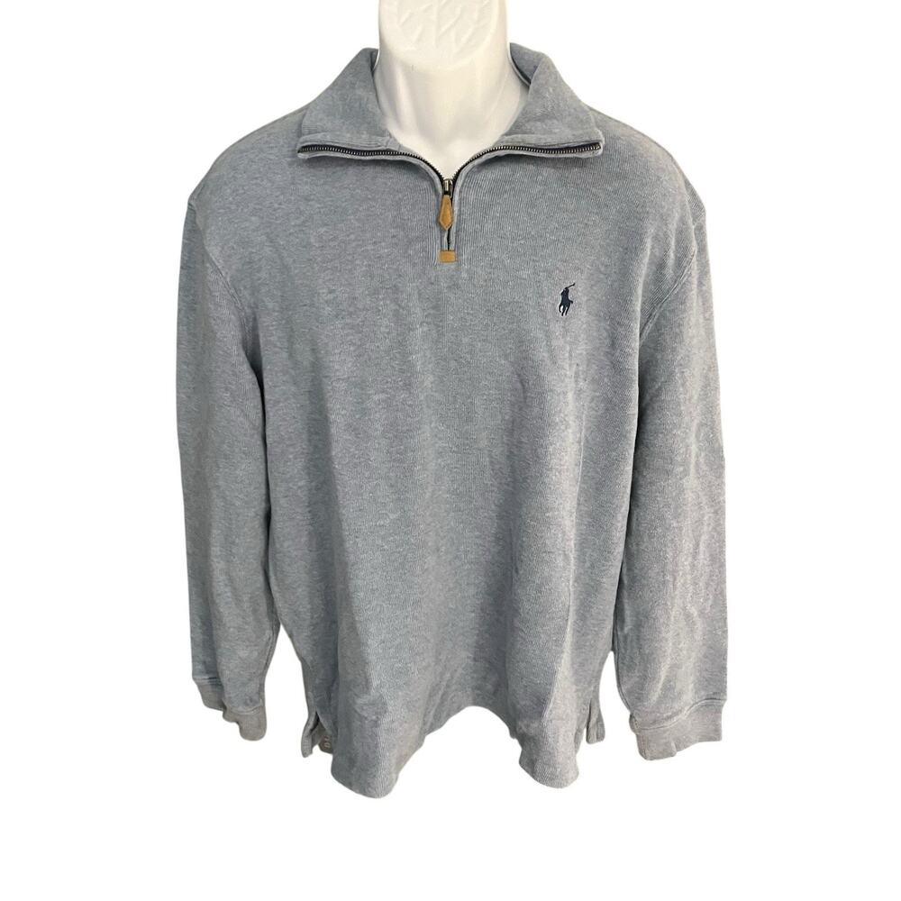 Vtg Polo Ralph Lauren Men's L blue high neck 1/4 zip sweater